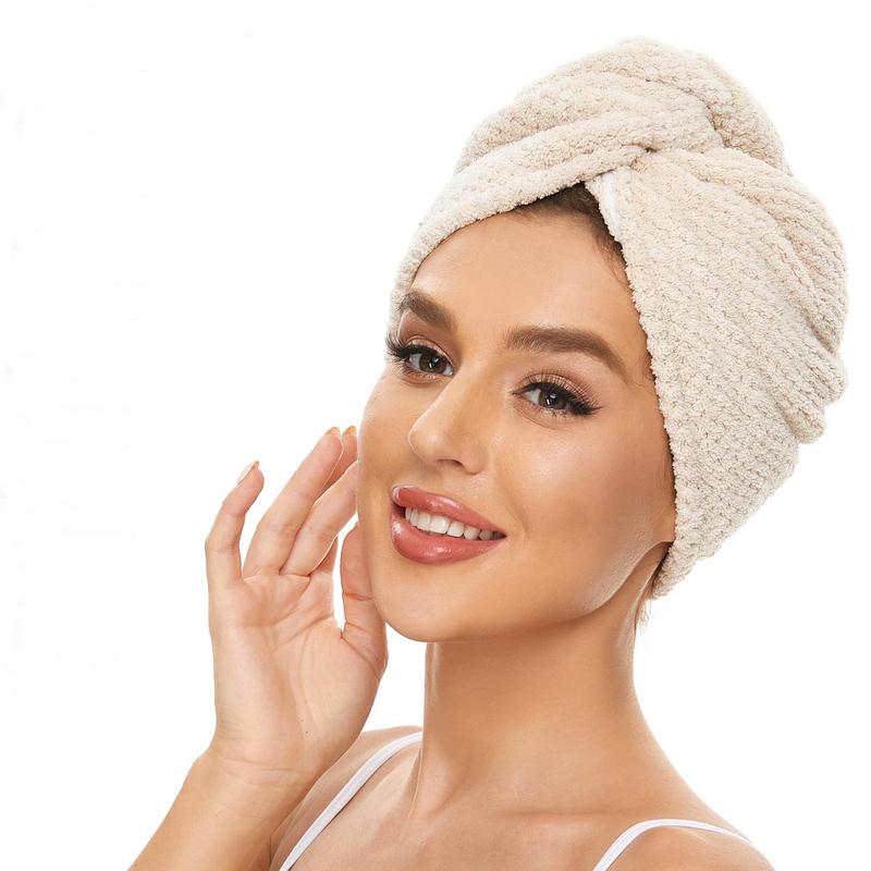 Quick-drying Hair Turban, 1 Count Microfiber Soft Skin-friendly Hair Drying Towel, Portable Water-absorbent Bath Cap for Women Girls