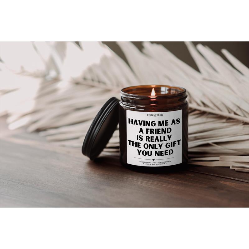 Friend Holiday Gift, Best Friend Birthday Gift, Friend Christmas Gift, Funny Candle Gift For Friend, Having Me As A Friend Soy Candle, Gifts