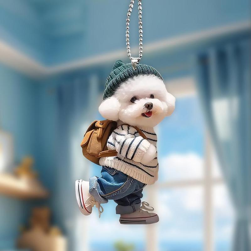 Cartoon Dog Design Hanging Decor, 1 Count 2D Painted Acrylic Pendant, Hanging Decoration for Home Dormitory Car Office