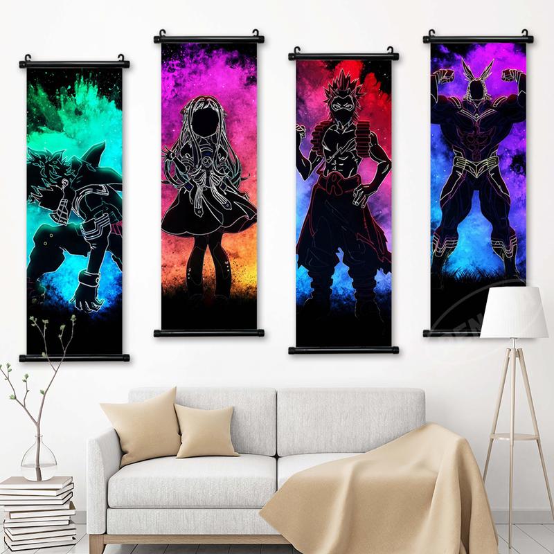 My Hero Academia Wall Art Canvas Anime Pictures Midoriya Izuku Painting Print Bakugou Katsuki Poster Hanging Scrolls Home Decor Room Ornaments