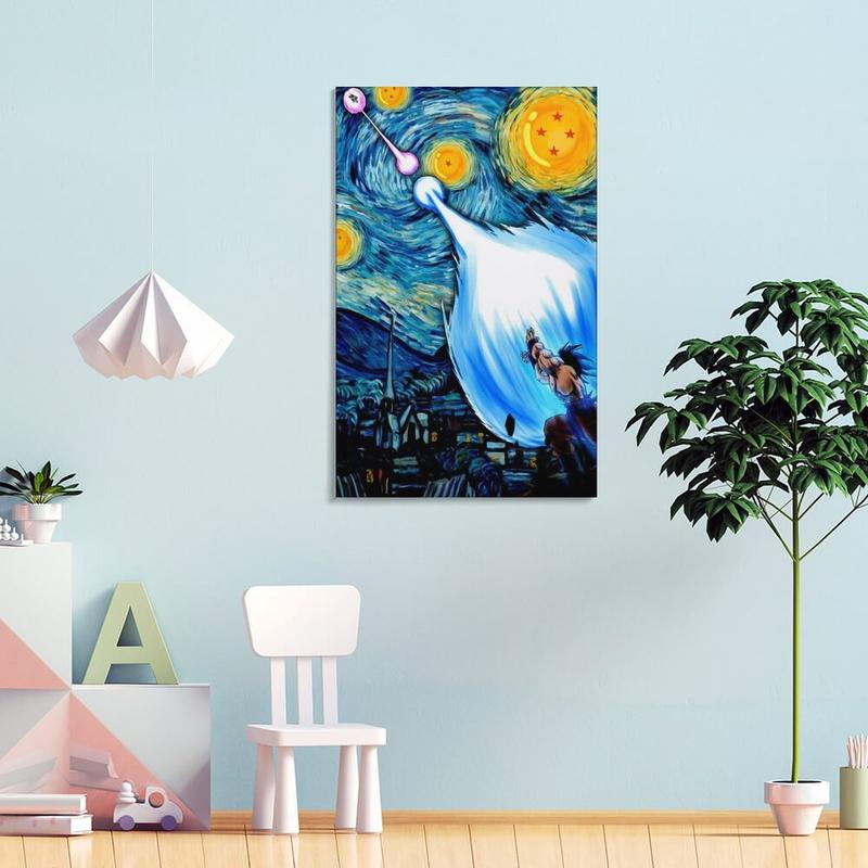 Anime Super Saiyan Vincent Van Gostar Moonlit Dragon Ball Canvas Art Poster And Wall Art Picture Print Modern Home Bedroom Decoration Poster