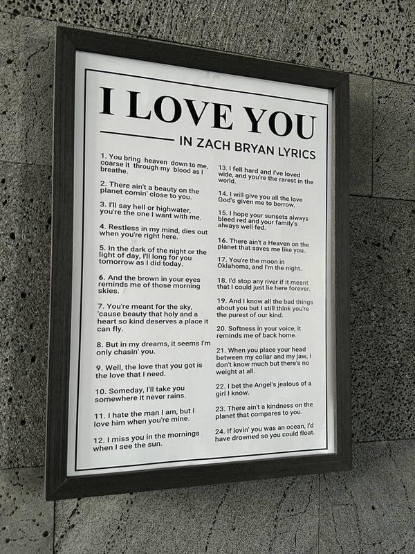 I Love You In Lyrics Poster, Music Poster, Lyrics Poster, Gift For Fans Decor Room Ornaments Decoration Ornaments Decoration