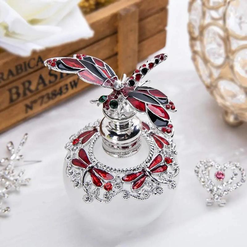 Dragonfly Design Perfume Dispensing Bottle, 1 Count Portable Glass Perfume Bottle, Exquisite Perfume Container For Home & Travel