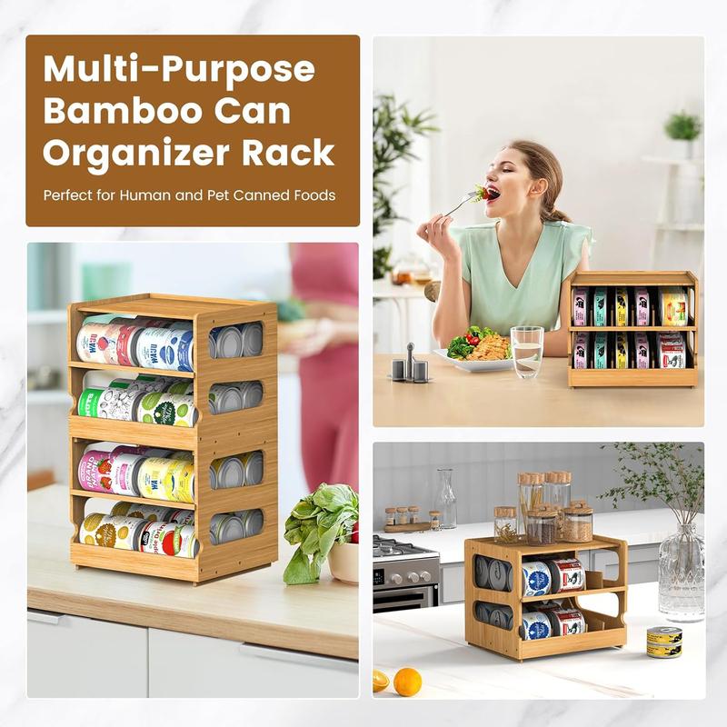 Teamkio Pantry Organizer Pet Can Organizer,  Pet Pantry Oranization Pantry Storage,2 Tier DIY Can Storage Rack Ideal for 36 or More Pet Food Cans(FIFO)