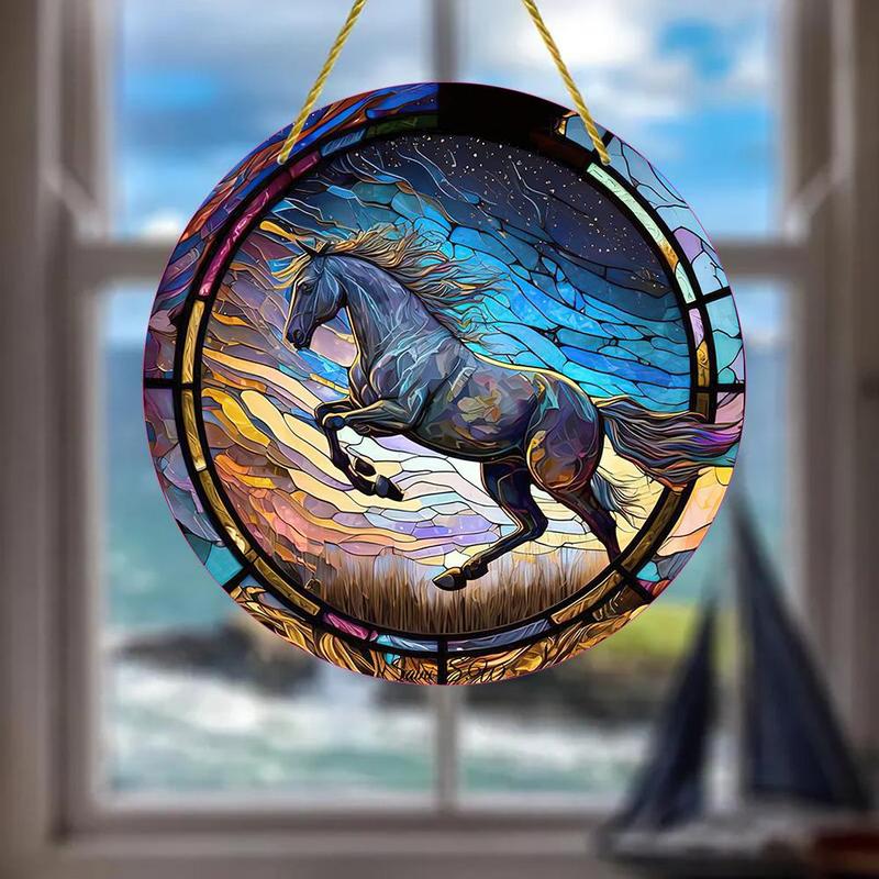 Horse Pattern Hanging Decor, Round Hanging Decoration, Hanging Ornaments for Home Living Room Bedroom Kitchen Balcony