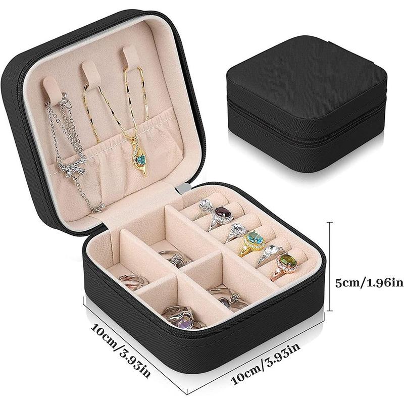 Letter Pattern Portable Travel Jewelry Storage Box, 1 Count Multi-grid Jewelry Organizer with Zipper, Home Organizer for Jewelry