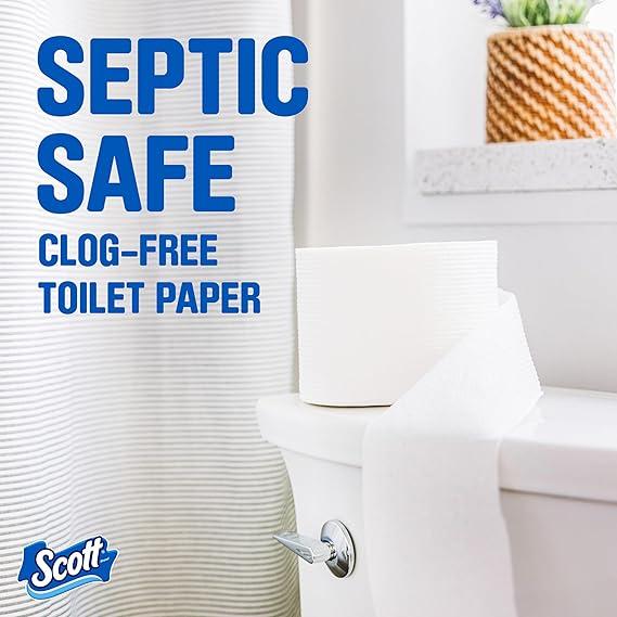 Scott ComfortPlus Toilet Paper, 12 Double Rolls, 231 Sheets per Roll, Septic-Safe, 1-Ply Toilet Tissue