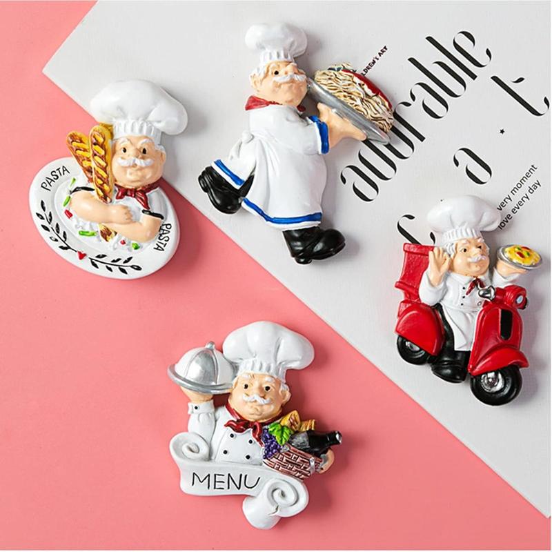 10 Pack Chef Fridge Magnets, Cute Italian Chef Magnets for Refrigerator, Funny Kitchen Chef Figurine Decorations, 3D Resin Baker Refrigerator Stickers for Whiteboard, Map, Cabinets,A Good Choice for Christmas Gifts.