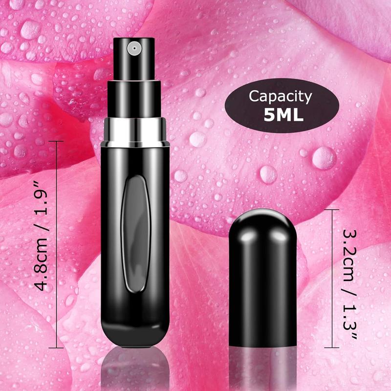 Refillable Mini Perfume Atomizer BottlePortable Separate BottlesTravel and Outings Spray Boxes Dispensers 5ml 0.2oz (Black)