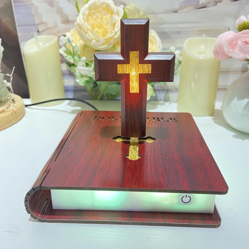 Handmade Maglev Cross Lamp - Decorative Floating Bible Night Light for Homes and Hotels