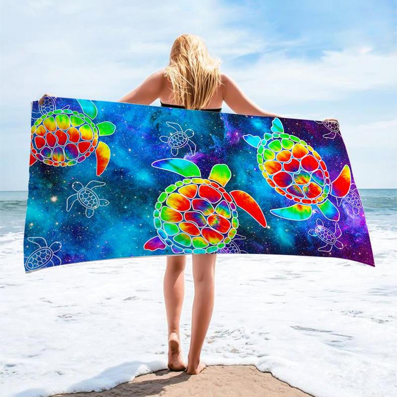 Turtle Print Beach Towel, Beach Blanket, Mat, Reusable Soft Comfortable Towel for Swimming, Camping & Outdoor Activities, Lightweight Towel for Beach Vacation, Beach Trip, Travel Essentials, Gifts