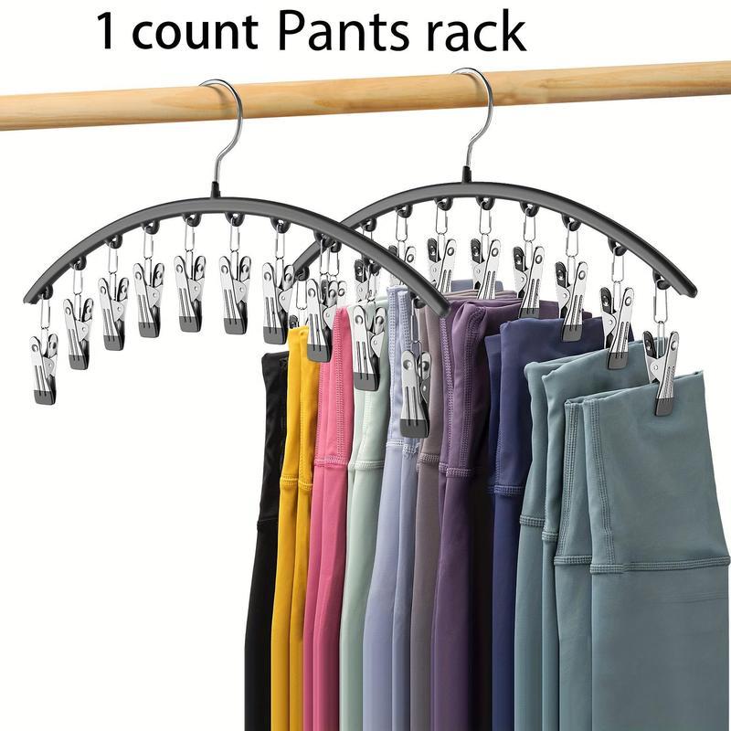 Curved Design Hanger with 10pcs Clips, 1 SetMultifunctional Stainless Steel Space SavingClothes Hanger, Bedroom Organizers andStorage, Coat Hanger, Fall Decor, RoomAccessories