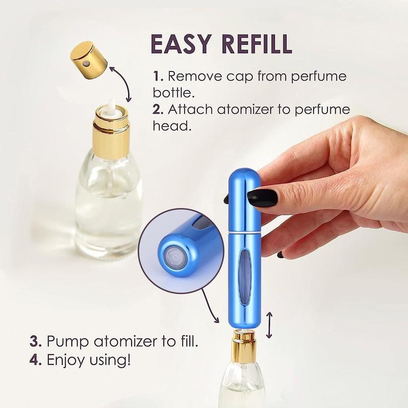 Refillable Perfume Bottle, Portable Reusable Press Spray Bottle for Travel Essentials, Refillable Perfume Atomizer, Convenient for On-the-go Use, Reusable Perfume Bottle for  Long Lasting Vanilla Perfume