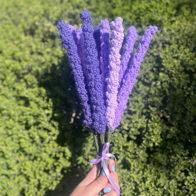 Build your own Lavender Bouquet- Crocheted Lavender Flowers Decorative Decor Floral Nature