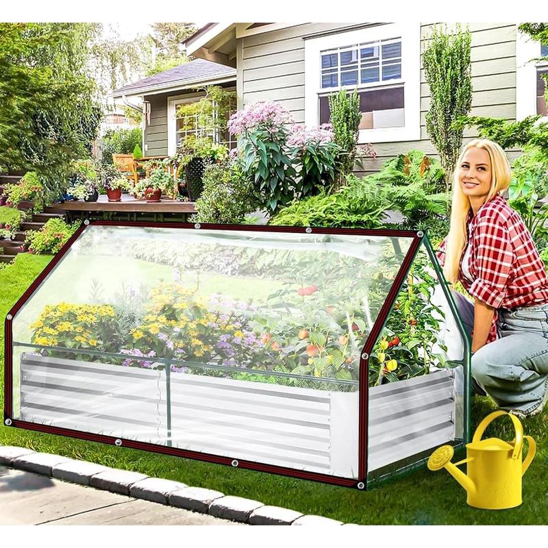 Clear Tarp - Heavy Duty Waterproof 8x10FT Plastic Tarps with Grommets Clear Vinyl Tarps for Outdoor Porches Transparent Tarpaulin for Patio Enclosure Roofs Greenhouse Plant Chicken Coop Cover