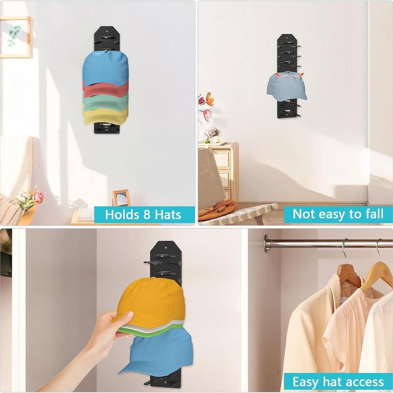 Wall Mounted Hat Storage Rack, 1 Count Hat Holder Storage Organizer, Strong Adhesive  Wall Drilled Hat Hanger for Door Bedroom Closet