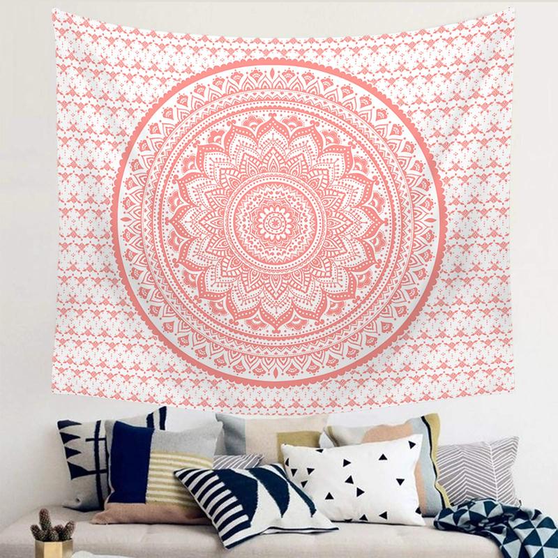 Pink Mandala Tapestry, Indian Hippie Bohemian Psychedelic Tapestry Women Bedroom Wall Hanging Teenage Girl (Pink, 51.2