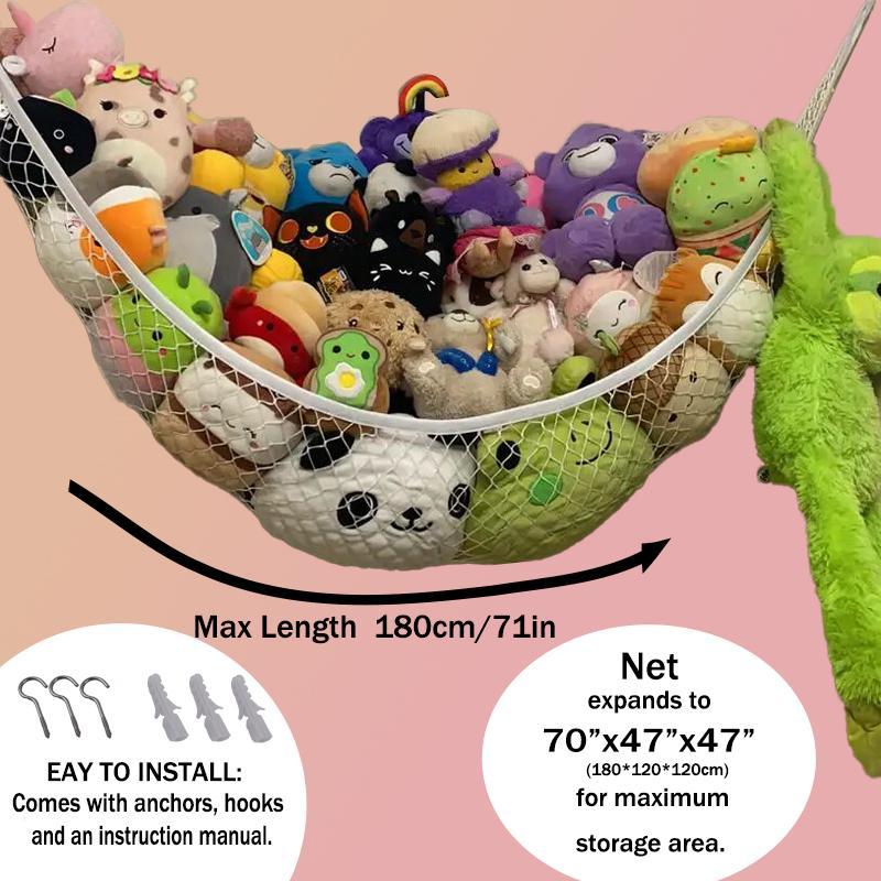 Stuff Animal Hammock, 1 2 Counts Plush Toy Storage Hanging Basket, Home Organizer for Bedroom, Living Room, Study Room, Office