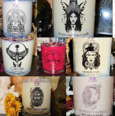 Custom Deity Candle, God- Goddess Offering Candles made to order, 10 oz soy Candle for deity work. Discreet Broom Closet Labeling Available