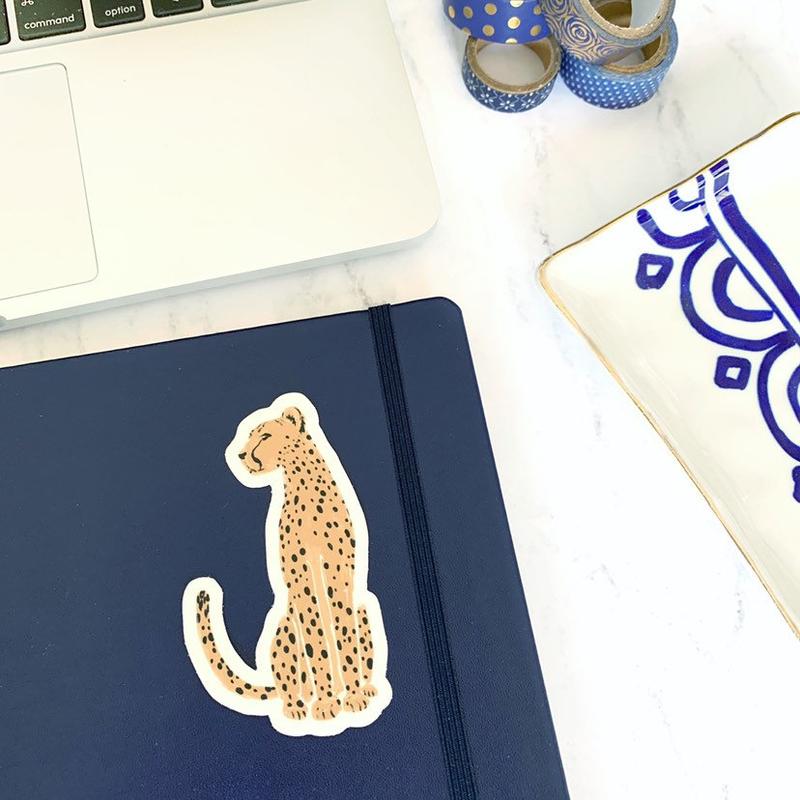 Cheetah Waterproof Vinyl Sticker, 3.5x2