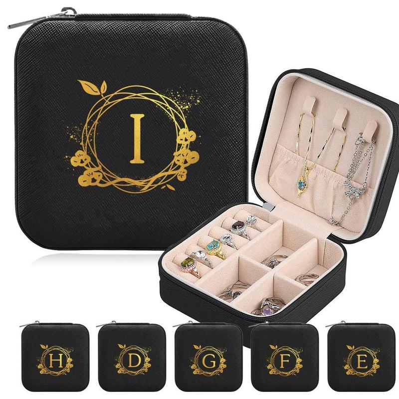 Letter Pattern Portable Travel Jewelry Storage Box, 1 Count Multi-grid Jewelry Organizer with Zipper, Home Organizer for Jewelry