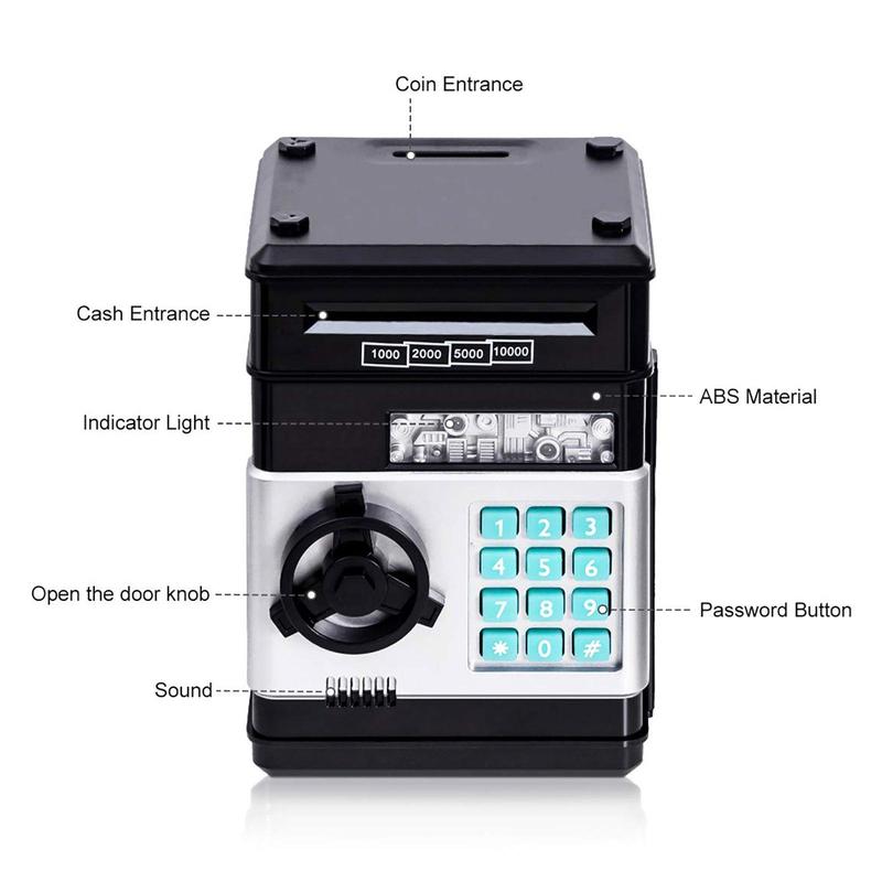 Cash Coin Piggy Bank, Electronic Coin Bank, Money Saving Machine, Home Decor for Home Office, Gift for Kids [Battery Required, without Battery]