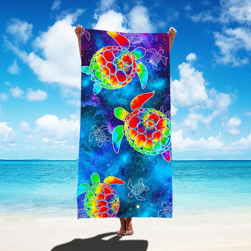 Turtle Print Beach Towel, Beach Blanket, Mat, Reusable Soft Comfortable Towel for Swimming, Camping & Outdoor Activities, Lightweight Towel for Beach Vacation, Beach Trip, Travel Essentials, Gifts