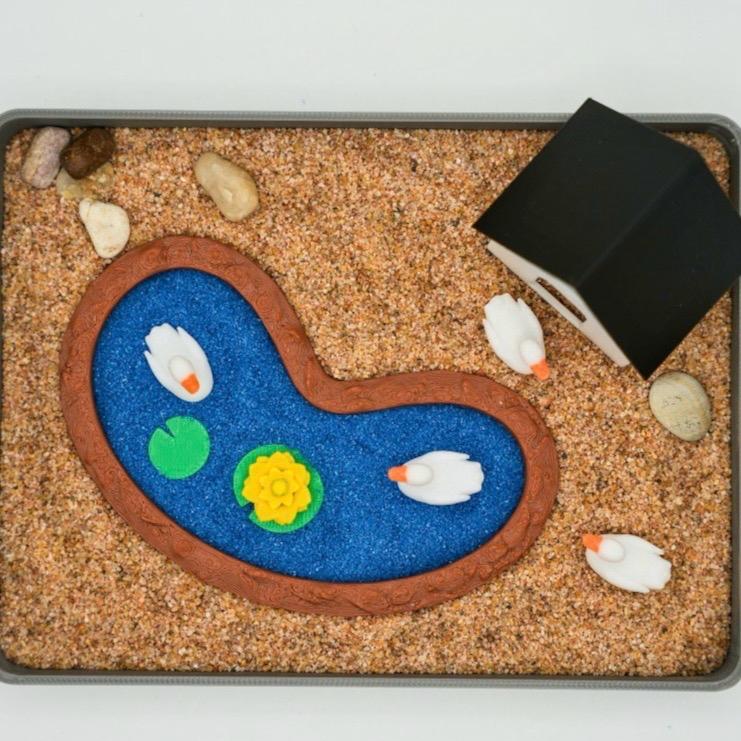 Duck Zen Garden - Desk Accessory Sand Garden DIY Kit Gifts for Him Her Office Decor Fidget Fun Therapy Traditional Nature