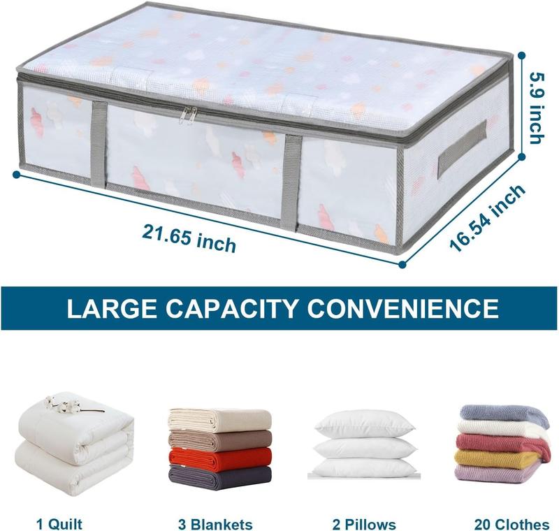 2 Pack Under Bed Storage Containers Bins, Humid-Proof Plastic Underbed Storage Boxes Organiser