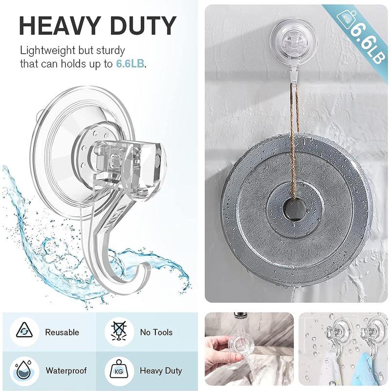 1 Pack Punch Free Suction Cup Hook, Clear Heavy Duty Vacuum Suction Cup With Hook, Removable Window Glass Door Suction Hanger, Home Organizer For Kitchen Bathroom