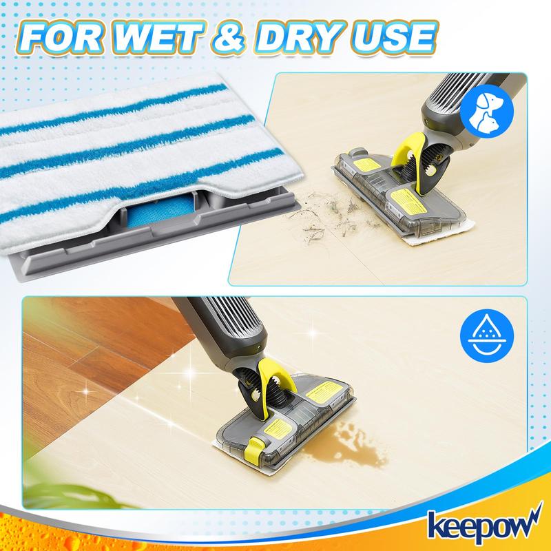 KEEPOW Reusable Mop Pads Refills, Vacmop Replacement Pads Compatible with Shark Vac Mop VM252 VM200 VC205 VM250  QM250 VM190 VM200P12, Hardwood Floor Mop Pad with Upgraded Dirt Chamber