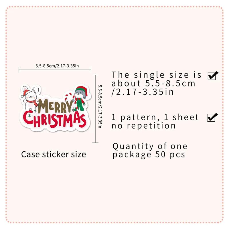 Cartoon Christmas Themed Sticker (50pcs set), Waterproof Self Adhesive DIY Sticker, Decor Sticker for Gift Greeting Card Water Bottle Laptop Phone