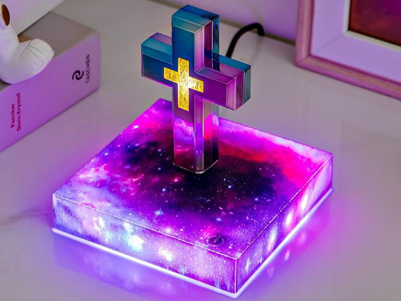 Handmade Maglev Cross Lamp - Decorative Floating Bible Night Light for Homes and Hotels