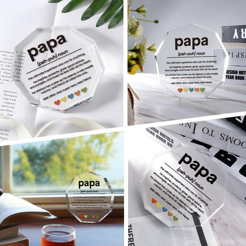 Papa Gifts for Grandpa from Grandchildren Fathers Day Gift for Papa Best Papa Ever Gift Birthday Christmas Gifts for Grandpa Grandfather Papa Definition Acrylic Decorative Signs Plaques