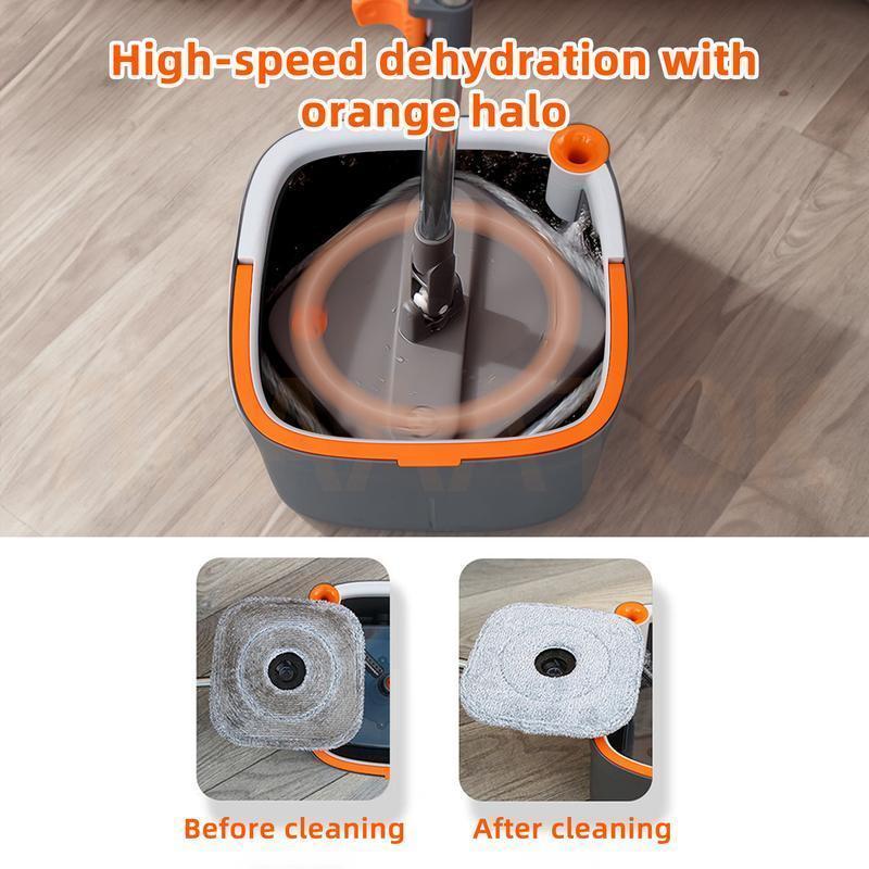 Spin Mop and Bucket with Self Separation Dirty and Clean Water System, Self Wringing 360° Rotating Clean Mop-Head and Bucket Set for Hardwood Tile Marble Floor