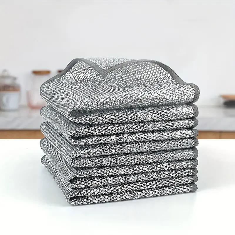 Multifunctional Silver Wire Mesh Dishcloth, 10pcs Reusable Dishwashing Cloth, Suitable for Dry & Wet Use, Washing & Cleaning Tableware, Sinks, Counters