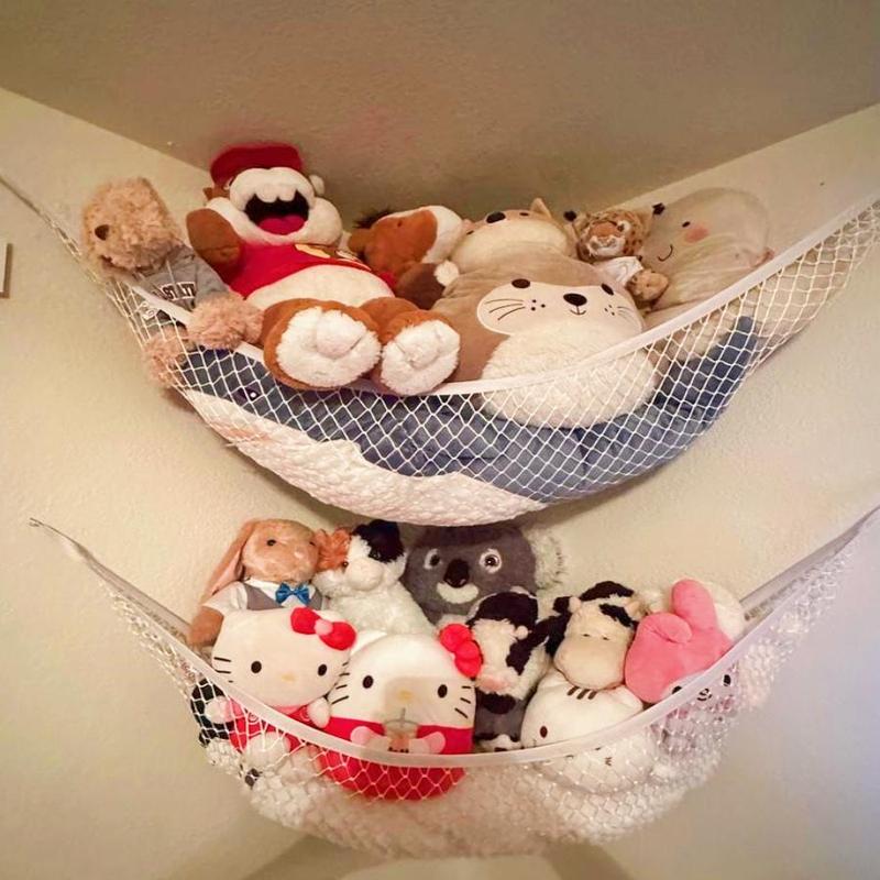 Stuff Animal Hammock, 1 2 Counts Plush Toy Storage Hanging Basket, Home Organizer for Bedroom, Living Room, Study Room, Office