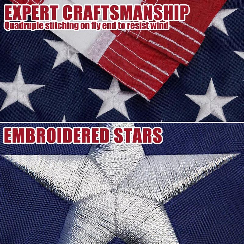 This 3x5 FT Outdoor Embroidered American Flag is the Most Durable, Luxury Embroidered Star with Brightly Colored Brass Grommets…