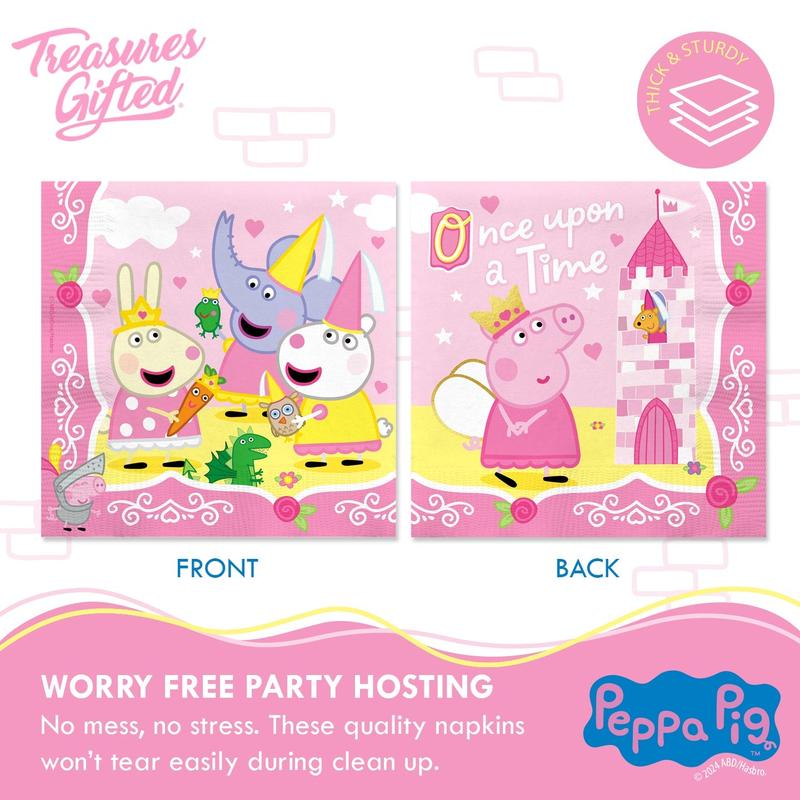 Princess Peppa Pig Party Supplies Tableware Classic Set for 24 Guests