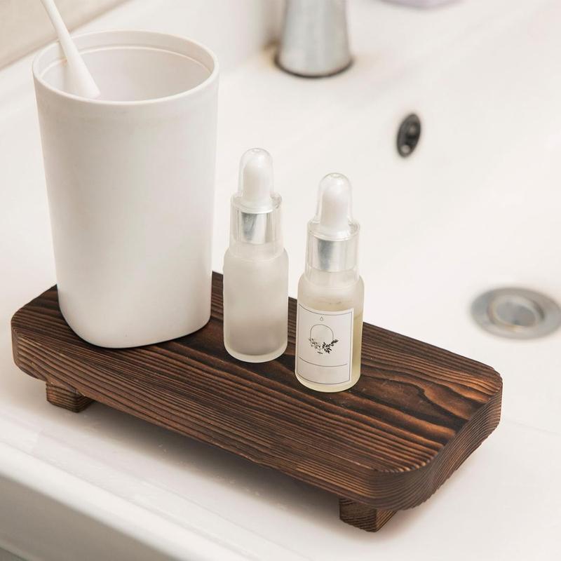 Wood Risers for Decor Display, Bathroom Counter Sink Decor, Dish Soap Tray Wood Tray for Kitchen Counter, Small Wooden Soap Stand, Wood Soap Pedestal