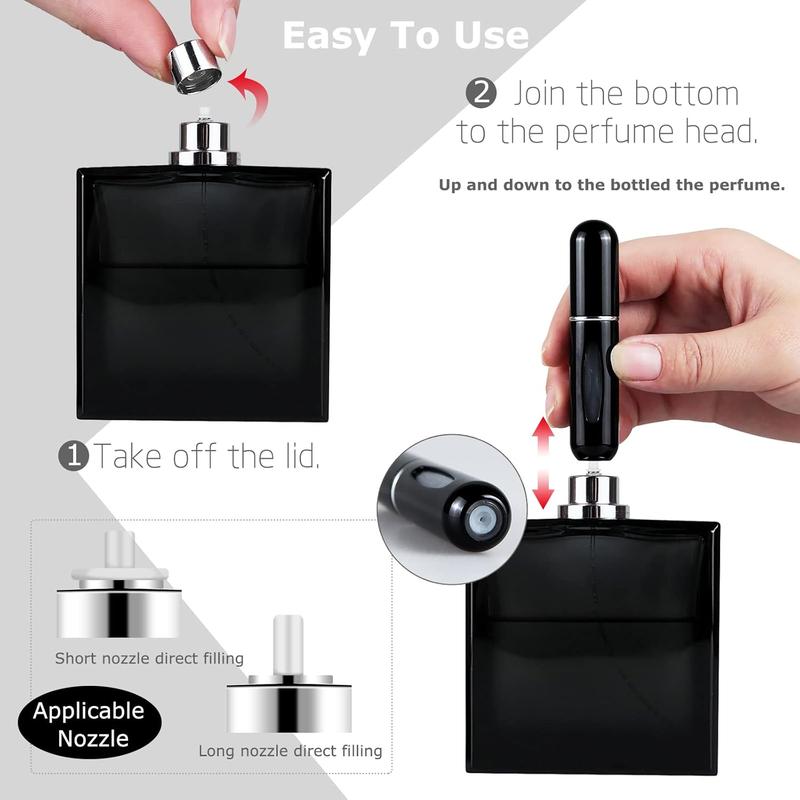 Refillable Mini Perfume Atomizer BottlePortable Separate BottlesTravel and Outings Spray Boxes Dispensers 5ml 0.2oz (Black)