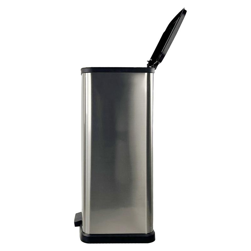 13.2 Gallon Plastic Stainless Steel Trash Can, Step-On Kitchen Bin for Easy Use, Handsfree Trashcan