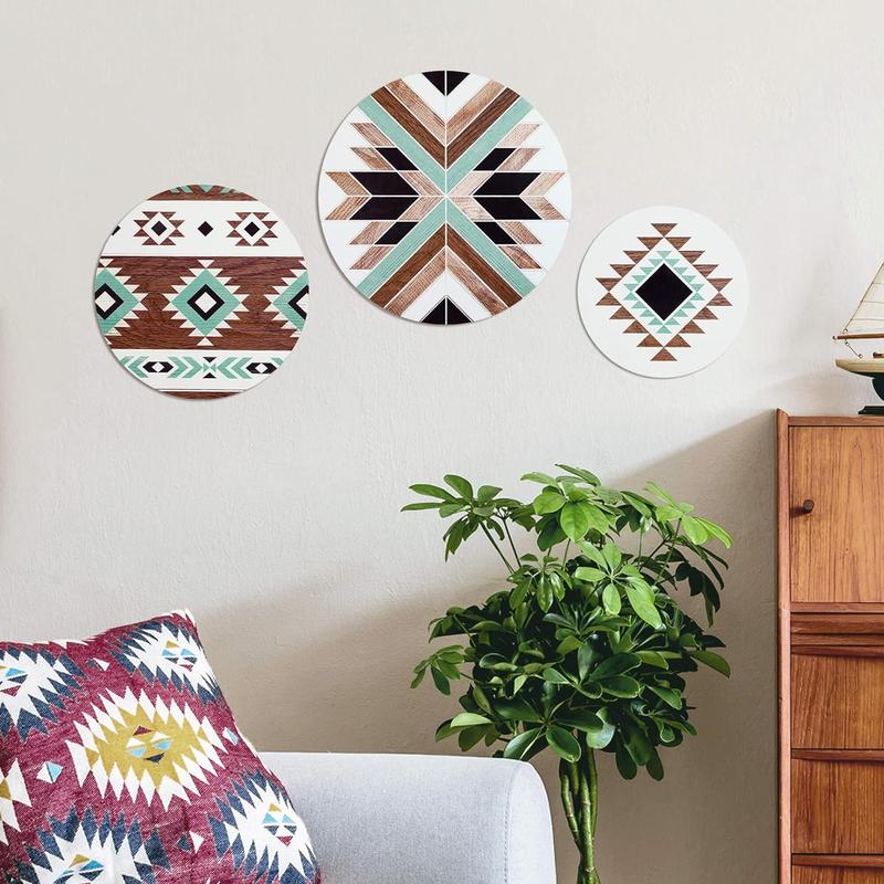 Putuo Decor Art Wooden Aztec Wall Decor Boho Western for Apartment Bedroom Living Room Hanging Ornaments