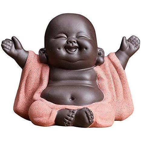 Ceramic Little Cute Baby Buddha Statue Monk Figurine Buddha Figurines Home Decor Creative Baby Crafts Dolls Ornaments Gift Delicate Ceramic Arts and Crafts (Purple)