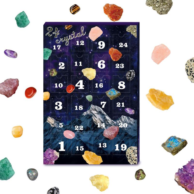 24 Grid Countdown Advent Calendar, 24pcs set Crystal Stone Advent Calendar, DIY Surprise Gift for Birthday Party Holiday