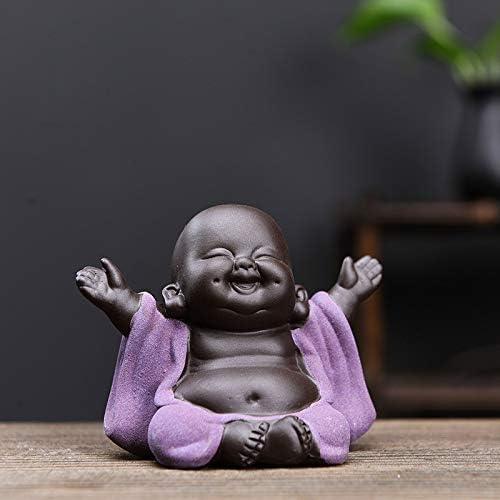 Ceramic Little Cute Baby Buddha Statue Monk Figurine Buddha Figurines Home Decor Creative Baby Crafts Dolls Ornaments Gift Delicate Ceramic Arts and Crafts (Purple)