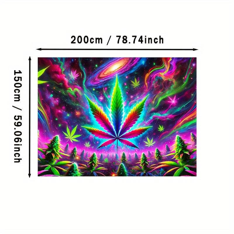 UV-Reactive Leaf Design Tapestry - Easy Hang, Fluorescent Polyester Wall Art for Home & Outdoor Parties, Aesthetic Bedroom & Living Room Decor, 59.06x78.74 inches