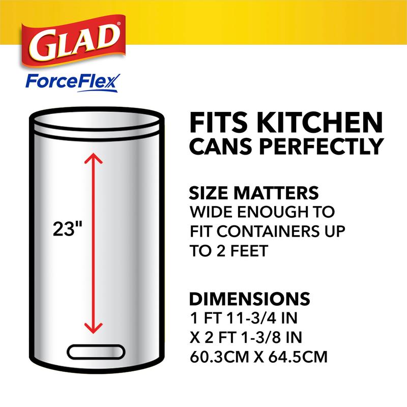 Glad ForceFlex Tall Kitchen Drawstring Trash Bags, 13 Gallon, Gain Lavender with Febreze Freshness, 40 Count