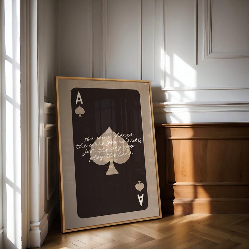 Ace Of Spades Print Trendy Dark Brown Aesthetic Spades Playing Card Poster Retro Bar Cart Art Decor Preppy Neutral Boho Apartment Decor