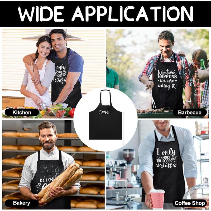 Set of 3 Funny Kitchen Apron for Men Black  Chef Apron with Funny Sayings Pocket Aprons for Christmas Men